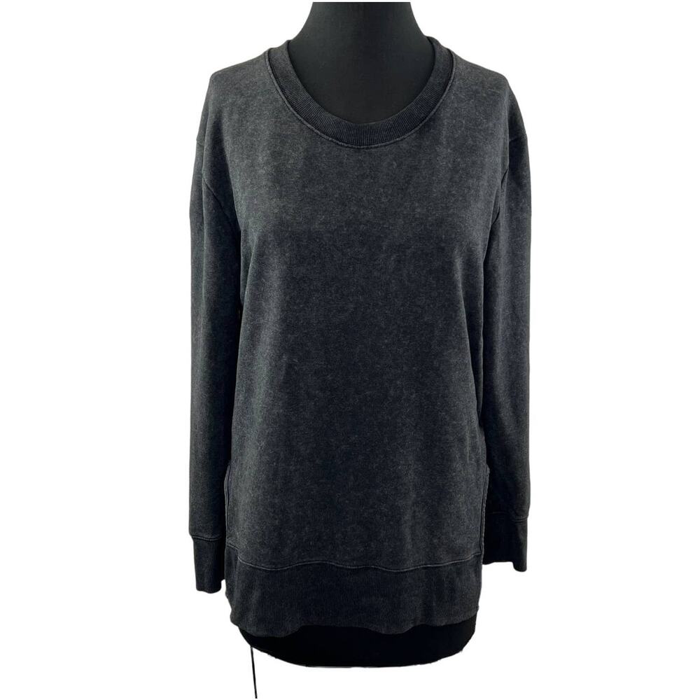Daily Ritual Black Gray Distressed Sweatshirt Round Neck Long Sleeve Pullover M?
